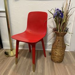Modern Red & Gold Office Chair, Red Accent Desk Chair, Accent Chair, Corner Chair
