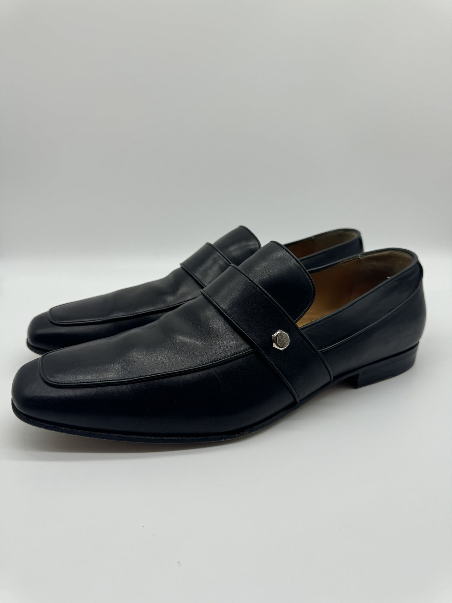 Gucci Black Leather Dress Loafers Men’s Size 8 E (Wide) 157439