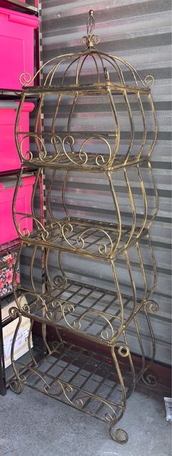 Vintage Ornate Iron Etagere Shelf