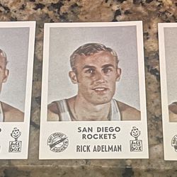 LOT OF 3 RICK ADELMAN MINT 1968 Jack In The Box San Diego Rockets HOF RC Rookie Basketball Cards