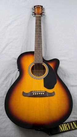Red Fender guitar with included case