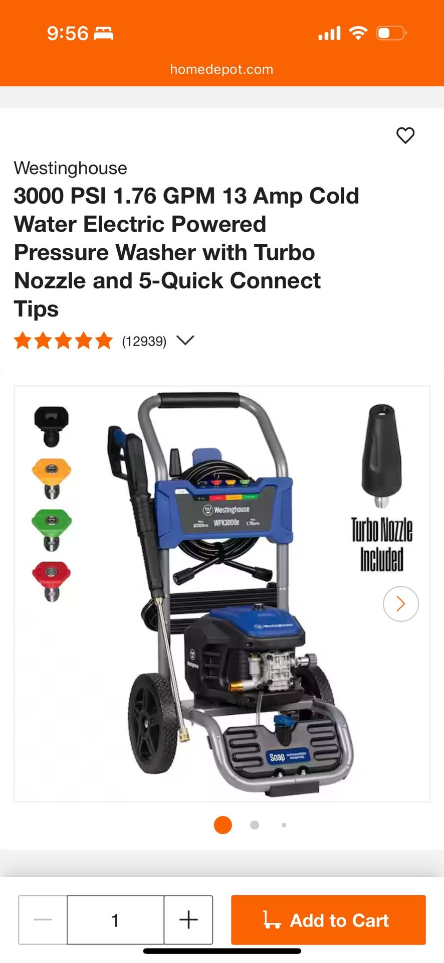 Westinghouse Water Pressure Washer