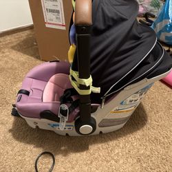 Evenflo Shyft DualRide Infant Car Seat Stroller Combo with Carryall Storage (Sylva Pink)