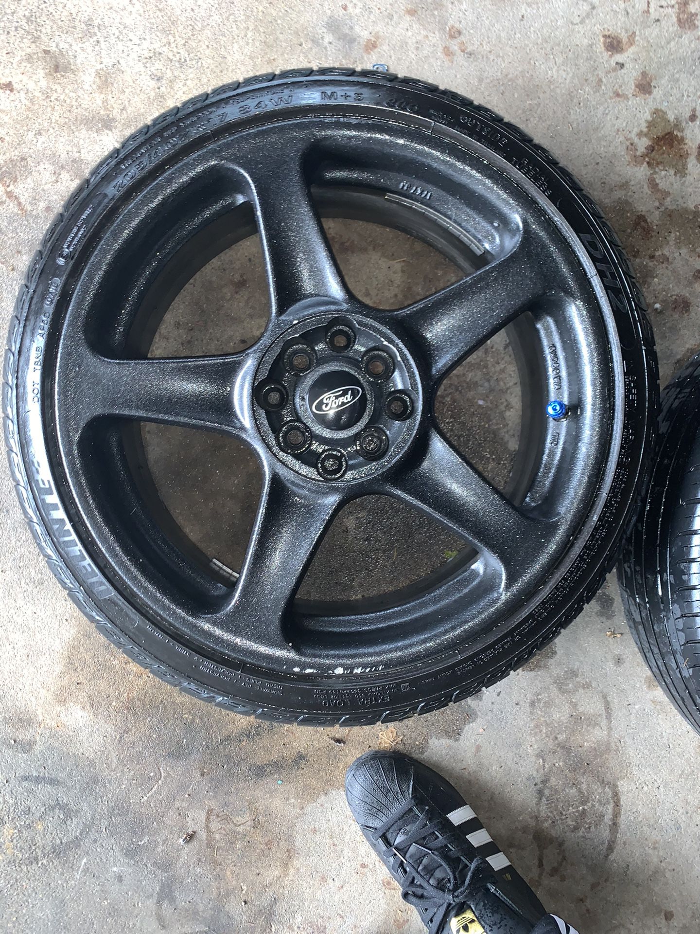17” 4x100 bolt pattern painted black 3 of 4 tires good one has slow leak