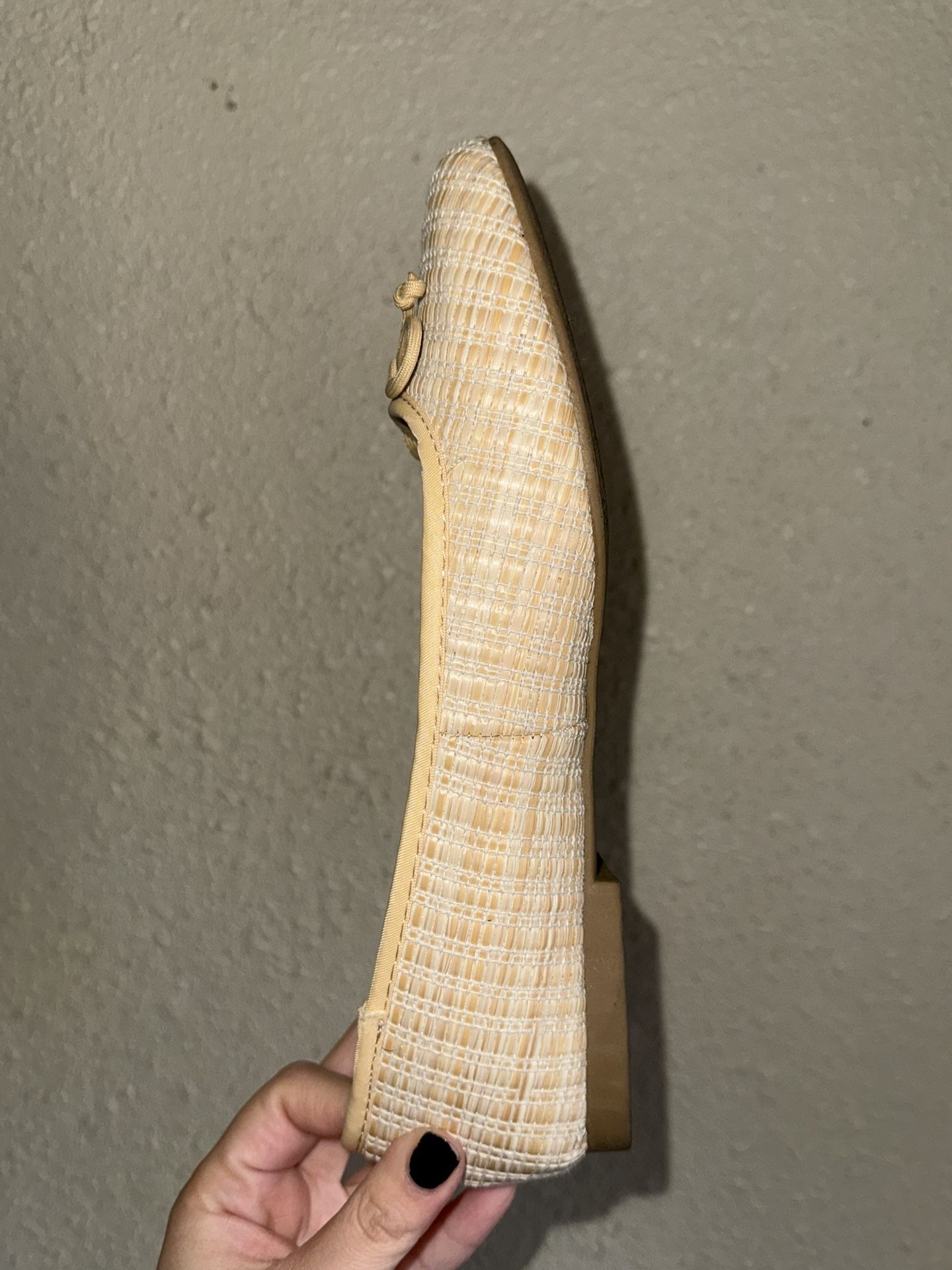 Steve Madden SIZE 7.5 Seemly Woven BOW BALLET FLAT In Natural Raffia