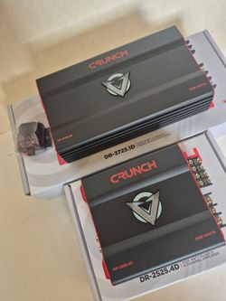 CRUNCH 3725 WATTS MONOBLOCK 1 OHM STABLE BUILT IN CROSSOVER WITH BASS CONTROL & 2525 WATTS 4 CHANNEL BUILT IN CROSSOVER CAR AMPLIFIER