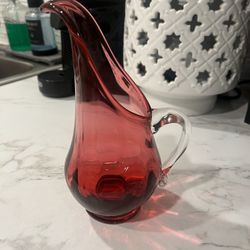 Vintage Cranberry Red Glass Vase 