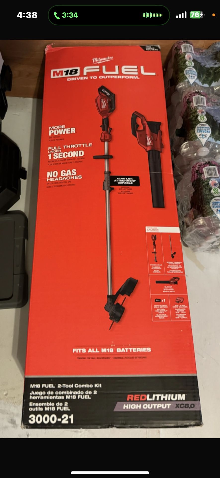 Milwaukee M18 Edge Trimer With Leaf Blower Battery And Charger 