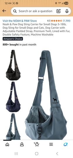 Dog Sling Carrier for Small Dogs 5-18lb, Dog Sling for Small Dogs and Cats, Dog Carrier with Adjustable Padded Strap, Premium Twill, Lined with Fur, D