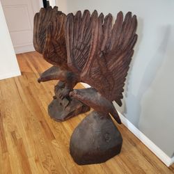 Vintage Wood Craved Eagles 