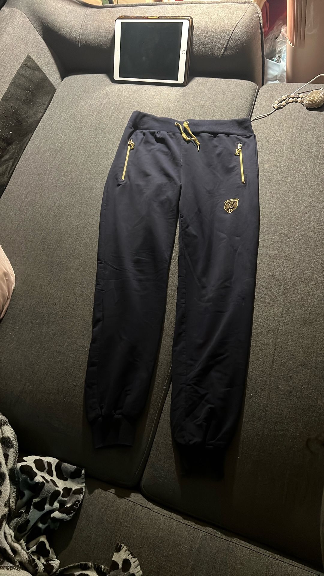 Blue Zip LV Pocket sweatpants