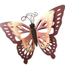 Dark Mauve & Pink Metal Butterfly Wall Accent
