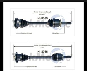 Rear CV Axle Shafts NI-8089 and NI-8086