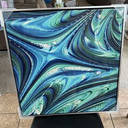 Ocean Waves II Crystallus Epoxy Coated Wrapped Framed Blue Canvas Wall Art