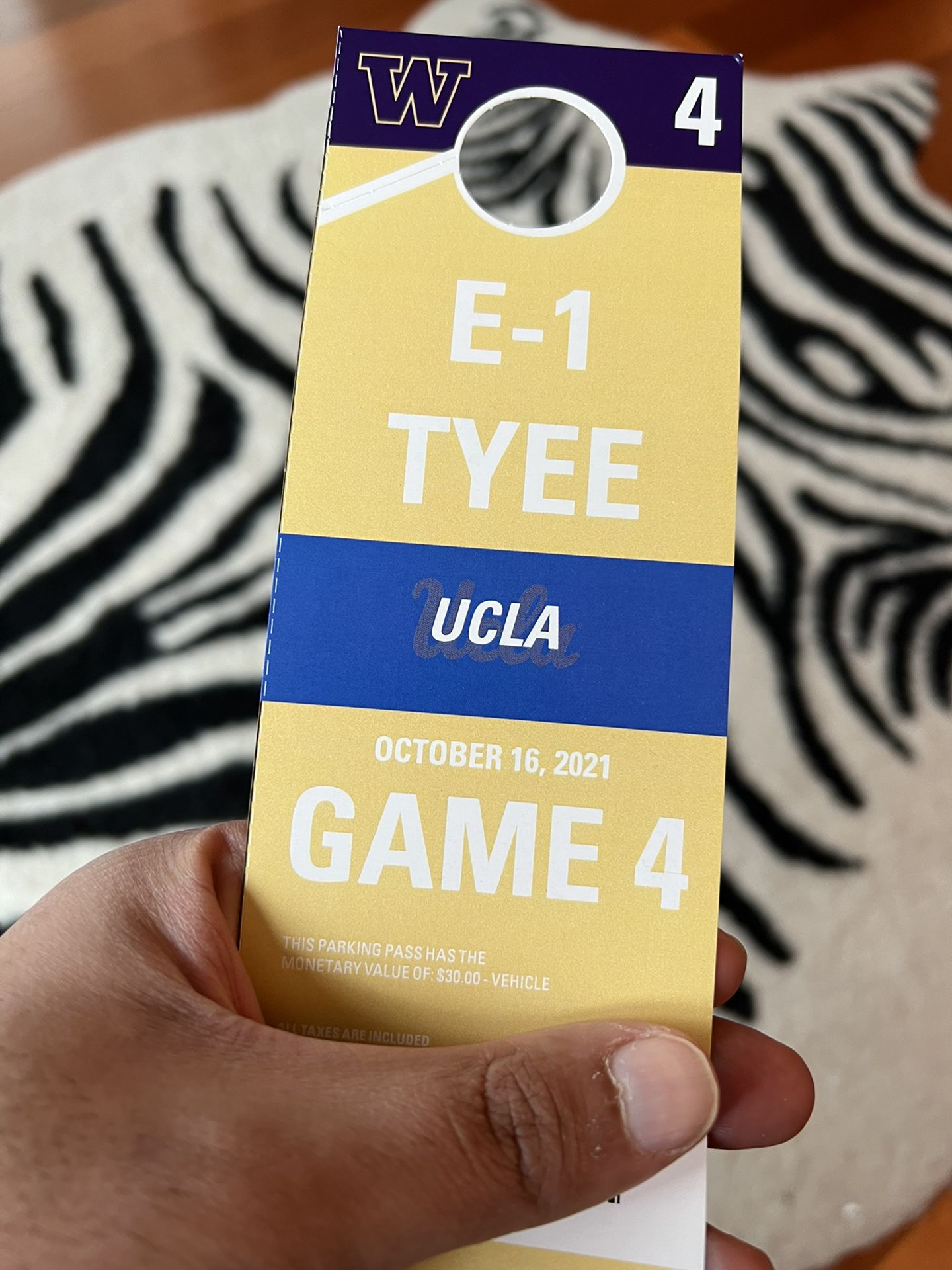 E1 Parking Pass - UW vs UCLA 10/16/2021 