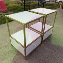 Set of 2 24” White & Gold Nightstands