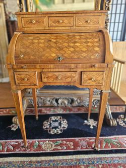 Louis XVI Style Marquetry Cylinder Secretaire