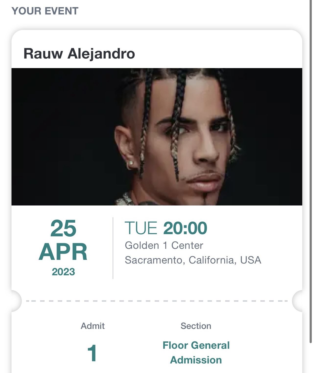Rauw Alejandro Floor Ticket Sacramento