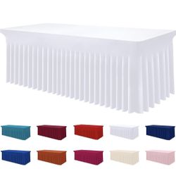 Smiry Spandex Tablecloth, Elastic Fitted Stretch Tablecloth for 6FT Rectangle Tables, Waterproof Washable Table Cover Skirt for Outdoor, Wedding, Banq