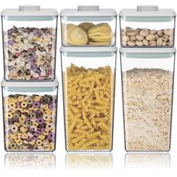Airtight Food Storage Container Sets with Lids 6Pcs Pop Containers for Kitchen Pantry Organization BPA-Free Stackable Kitchen Storage Containers for C