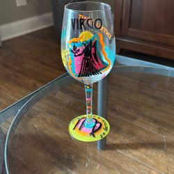 Virgo Painted Wine Glass