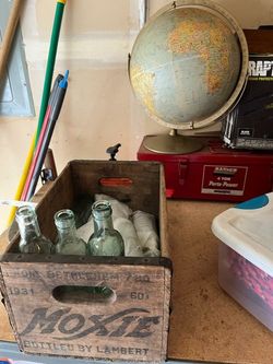 Antique Moxie Soda New 10 Bottles With Original Crate