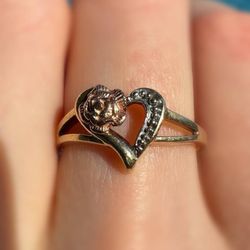 Jewelry 10k three tone yellow Gold Heart Ring sz 5.5
