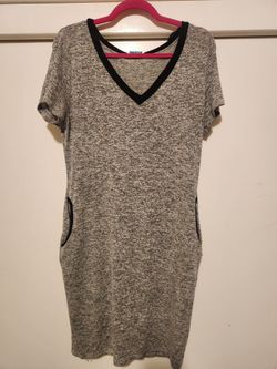 Gray V neck dress