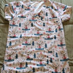 Womens Christmas Scrub Top. 