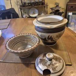 3 piece, ceramic soup bowl and serving bowl.