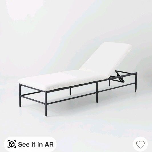 Cushioned Metal Outdoor Chaise Lounge - Cream/Black - Hearth & Handâ„¢ with Magnolia