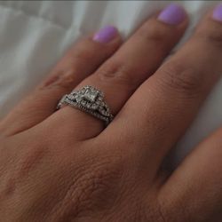 Princess-Cut Diamond, 14K White Gold Twist Bridal Ring Set