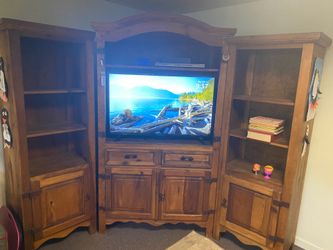 Rustic Wood 3-Piece Entertainment Center