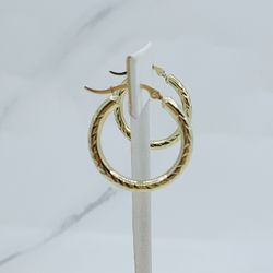 Real 10k Gold Hoop Earrings classic   ❤️ 23mm ❤️ Aretes Arracadas En Oro 