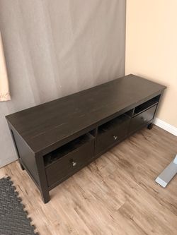 Dark Brown Wood TV Stand with Drawers