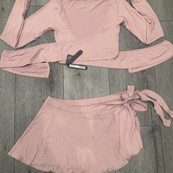 Nike/Skims set knit wrap skirt  + knit wrap  cropped top