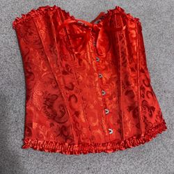 New large red corset renaissance Bridgerton Victorian costume Piriate festival