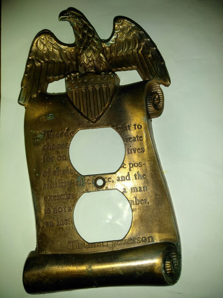 Beautiful vintage brass Thomas Jefferson eagle plate