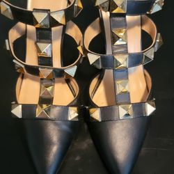 Studded Black and Gold Nicole Miller Women's Shoes
