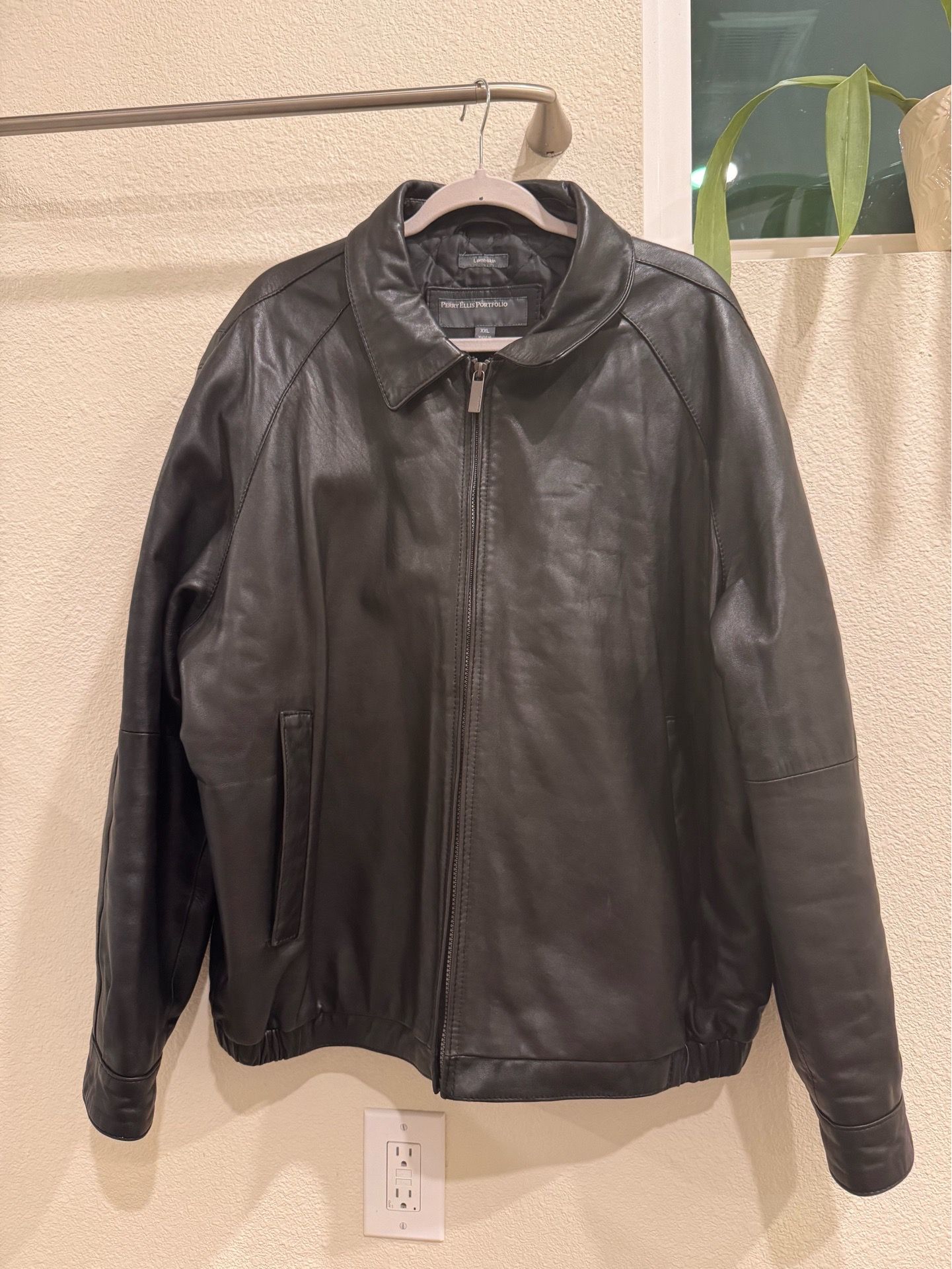 Men’s Lambskin Leather jacket Perry Ellis Portfolio