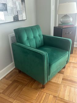 Green Velvet Tufted Accent Chair Emerald Green Velvet Accent Chair Armchair – Mid-Century Modern