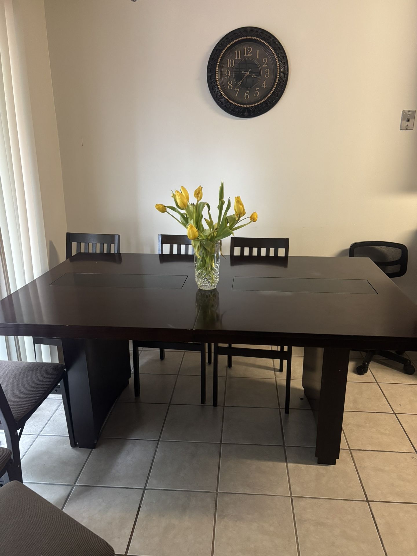 Modern Dark Wood Dining Table