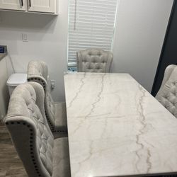 6 Person Marble Dining Table 