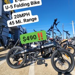 Electric Bicycle E-Bike 20MPH U5 Folding Bike 3 Hour Charging 45 Mile Range
