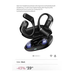 Brand new Open Ear Headphones,Earbuds with Ergonomic Earhook,Bluetooth Headphones 5.4 with Smart Digital Display,40H Playtime,IPX6 Waterproof,Touch Co