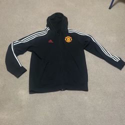 Manchester United Adidas Zip Up Hoodie With Pocket
