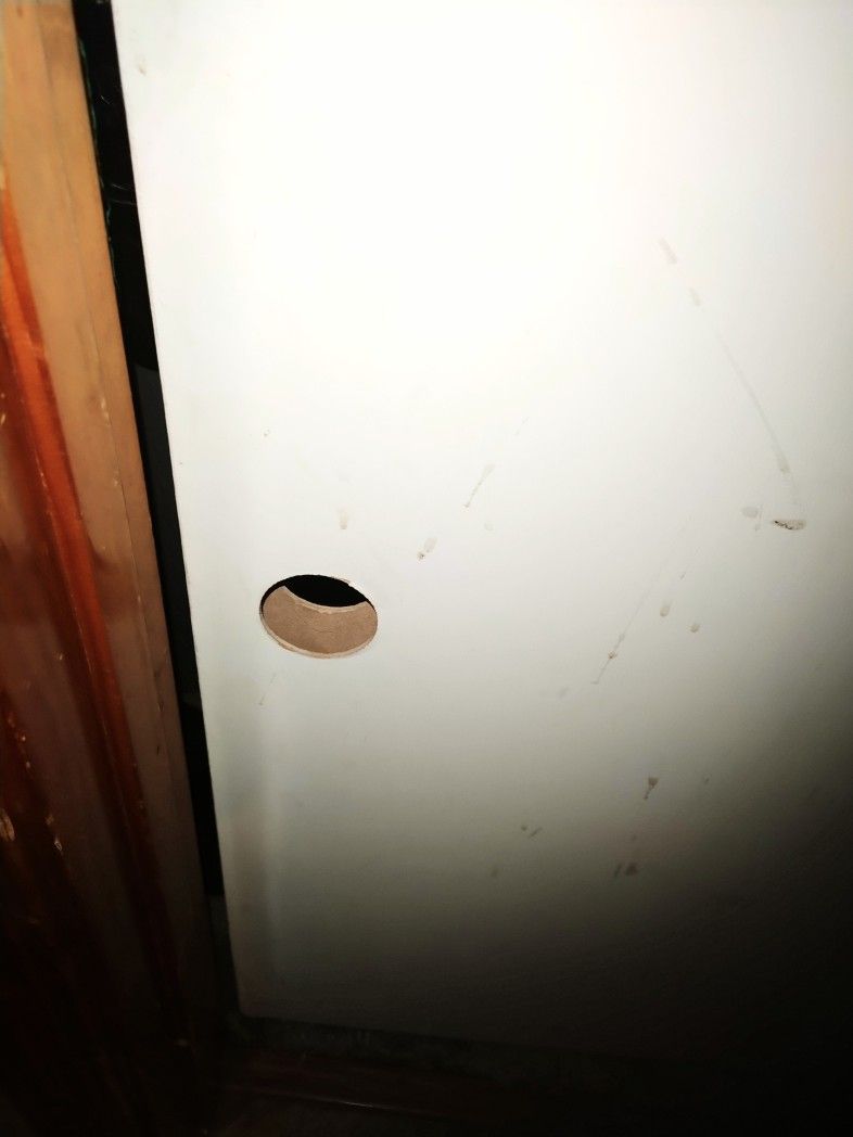 Interior Door with Lower Doorknob Hole – White Wood Finish |