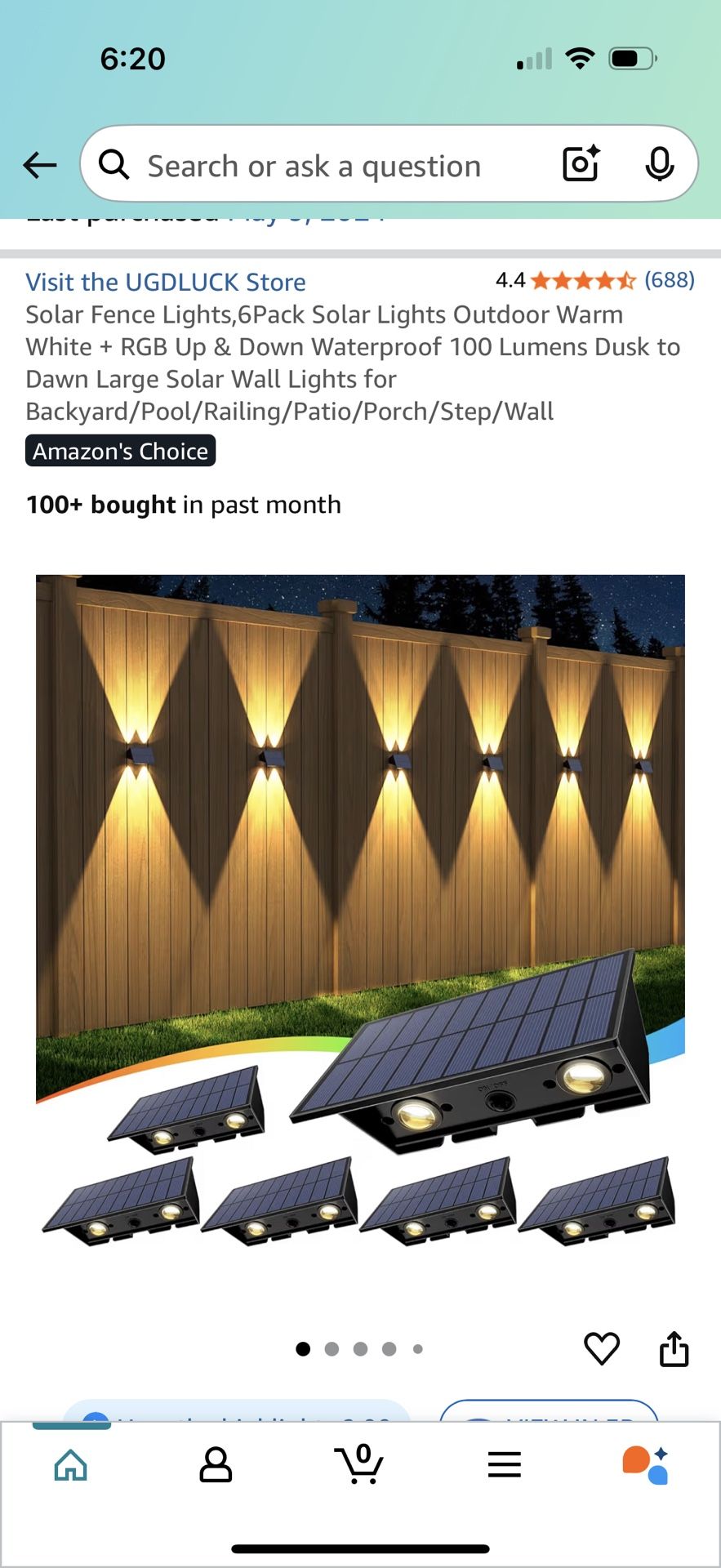 New UGDluck Solar Fence Lights 6pack
