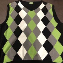 Concept Plaid V neck sweater vest green