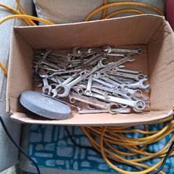 Box Of Miscellaneous Wrenches...all Sizes And Brand ...